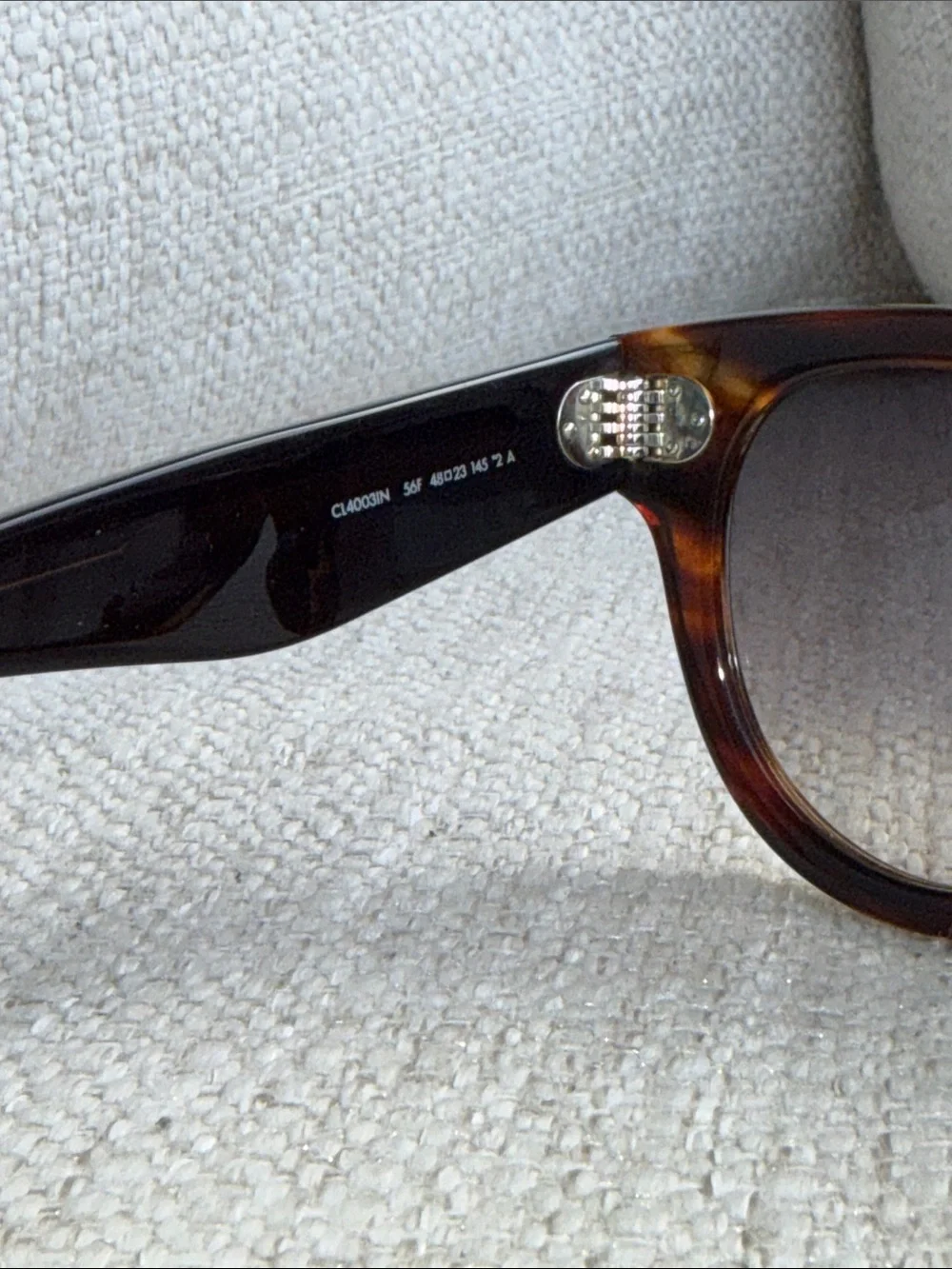 Celine Tortoiseshell Round Sunglasses with Dark Lenses